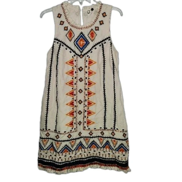 Anthropologie Akemi + Kin Reagan sleeveless shift dress sz 4 Boho Embroidered - Picture 6 of 7